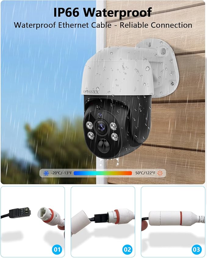 (2026 New) 4K PoE PTZ Security Camera System with 10'' Monitor, 8CH NVR, 6 Wired Outdoor Cameras, Pan Tilt Auto Tracking, AI Human Detection, Free App, No Monthly Fee, IP65