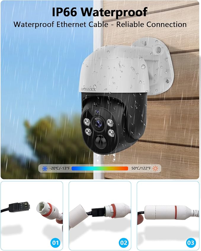 (2026 New) 4K PTZ PoE Wired Security Camera System Outdoor Surveillance | 8CH DVR 2TB HDD, 4 Cameras, Remote Control, No Monthly Fee App, AI Human Detection, Audio Mic, IR Night Vision