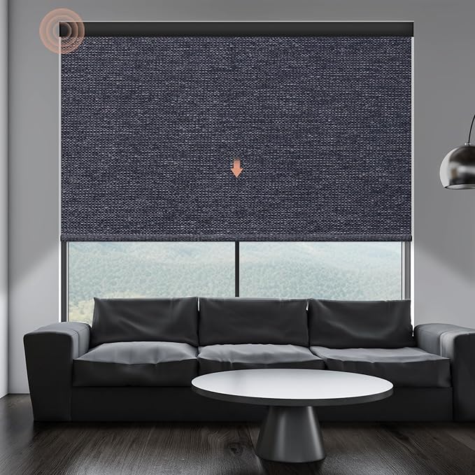 Motorized Roller Shade: 100% Blackout, Electric Blinds, Compatible with Alexa/Google Home/Apple Homekit, Custom Size, Noir Raven Black