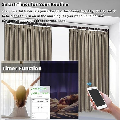 Electric Curtain Track, Retractable Motorized Curtains Rod From 7-13.78ft, Automatic Curtain Opener with controller/Voice Control, Smart Curtains System for I-Rrail and U-Rail (For 7-13.78ft)