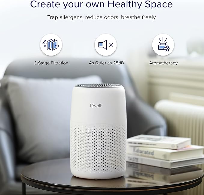 LEVOIT Air Purifiers, 1005 sq.ft, White & Air Purifiers for Bedroom Home, HEPA Freshener Filter Small Room Cleaner with Fragrance Sponge, White