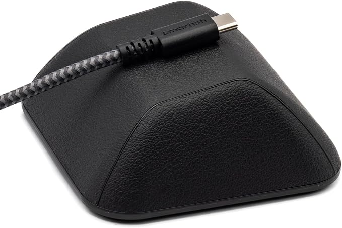 Smartish Magnetic Cord Holder, Cable Wrangler, Nightstand & Desk Organizer | Holds 5 Cords, 2 Cable Clips, Weighted Base, Charger Keeper, Phone Charging Cable Management, Home Office Accessories, Black