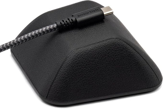Smartish Magnetic Cord Holder, Cable Wrangler, Nightstand & Desk Organizer | Holds 5 Cords, 2 Cable Clips, Weighted Base, Charger Keeper, Phone Charging Cable Management, Home Office Accessories, Black