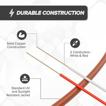 THE CIMPLE CO 18/2 Thermostat Wire 200 FT - Insulated Solid Copper Wiring for HVAC, Furnaces, Video Doorbells, Alarms, Lighting, Smart Thermostats - 18 Gauge, 2 Conductor - 200 Feet (60 Meters), Brown