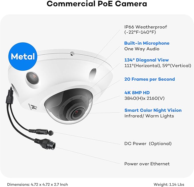 ONWOTE 12MP NVR 32 Channel Security Camera System, Face Recognition& AcuSearch, 32x 4K 8MP Vandal-Proof PoE IP Cameras, AI Color Night, 32CH Commercial NVR 8TB, 4 HDD Ports Support 40TB, Business CCTV