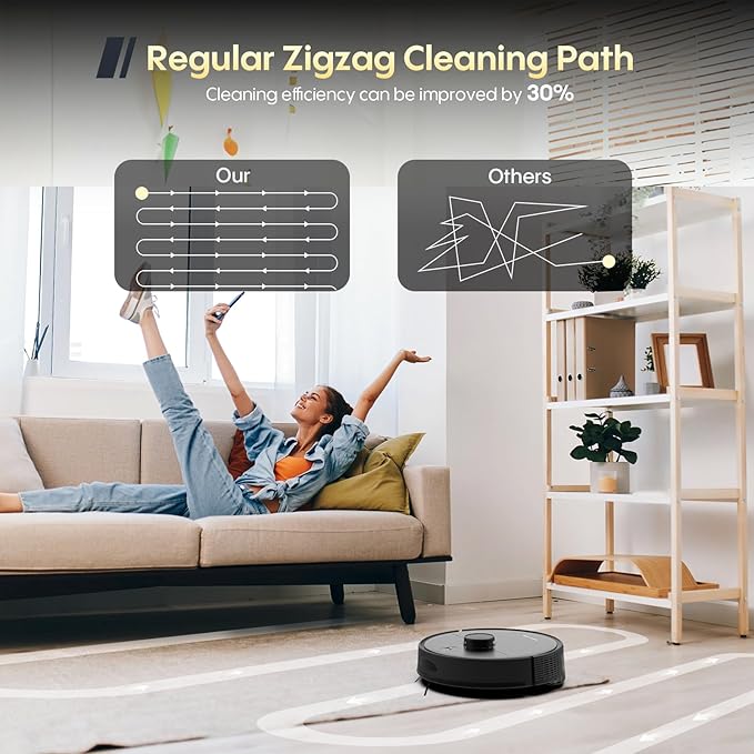Robot Vacuum and Mop Combo, 90 Days Self-Emptying, 6000Pa Powerful Suction, Home Mapping, Easy Custom Robotic Vacuum for Pet Hair, Dust, Carpet, WiFi/Alexa