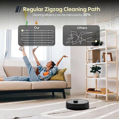 Robot Vacuum and Mop Combo, 90 Days Self-Emptying, 6000Pa Powerful Suction, Home Mapping, Easy Custom Robotic Vacuum for Pet Hair, Dust, Carpet, WiFi/Alexa