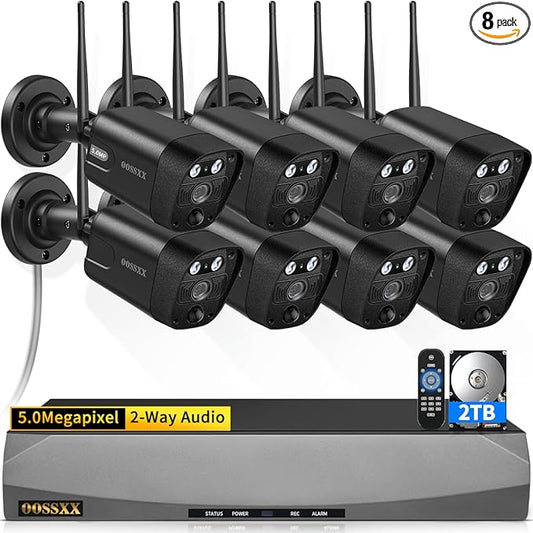 (2026 Update) Wireless WiFi Outdoor Security Camera System with Dual Antenna Cameras, 55% Stronger Signal, 130° Wide Angle, 65ft Night Vision, 2-Way Audio, No Monthly Fee, Home NVR Security System