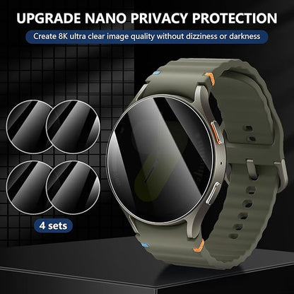 Suoman 4-Pack for Samsung Galaxy Watch 6/7 44mm Privacy Screen Protector, [Anti-peeping] 9H Hardness Ultra-thin Tempered Glass Screen Protective Film