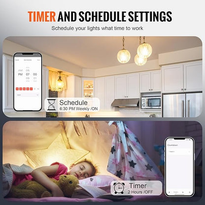 VEVOR Smart Dimmer Switch, Wi-Fi 2.4GHz, Dimmable Smart Switch with Tempered Glass Touch Panel, 15% to 85% Stepless Dimming, Voice App Remote Control, Works with Alexa Google Home, for LED Lights