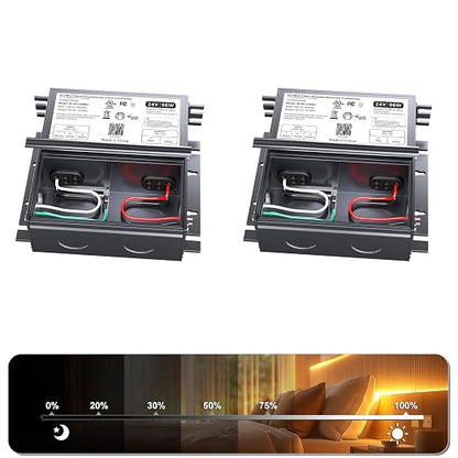 2 Pcs Dimmable LED Driver 96W 24V, Triac/ELV/MLV AC to DC Power Supply for LED Light, Halogen Bulb, LED Transformer Compatible with Lutron & Leviton Dimmer, for Indoor/Outdoor Use