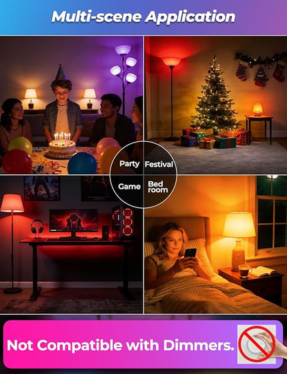 ILC LED Color Changing Light Bulb, 120 Colors, 5700K Daylight White, 70 Watt Equivalent with Remote Control RGBW RGB Daylight and White – Timing Function - A19 E26 Edison Screw (2 Pack)