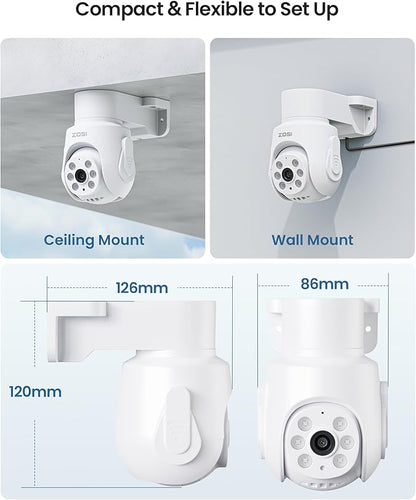 ZOSI 1080P Pan Tilt Analog HD TVI Wired Security Camera,355°View Outdoor Indoor,65ft Night Vision,One-Way Audio,Weatherproof,Only Compatible with Same Brand 1080P/5MP/4K CCTV Surveillance DVR System