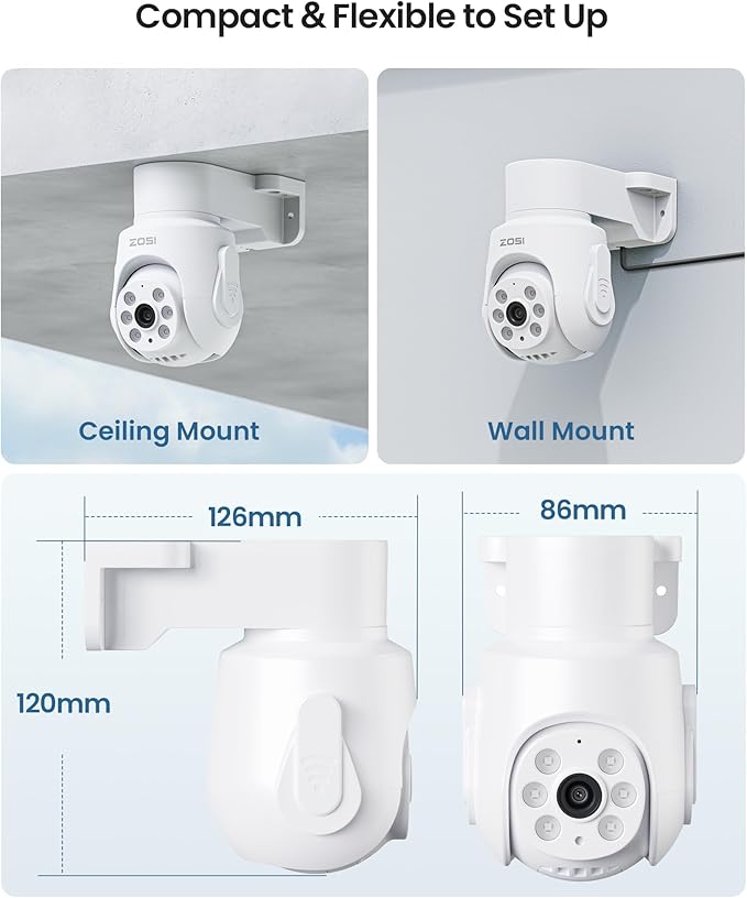 ZOSI 2 Pack 360°View Pan Tilt 1080P Wired Analog HD TVI Security Camera Outdoor Indoor,65ft Night Vision,One-Way Audio,Only Compatible with Same Brand 1080P,5MP and 4K CCTV DVR Systems
