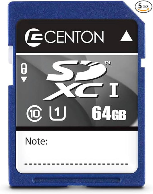 Centon Electronics MP Essential SDXC Card, Ultimate Memory Card for Phones, Tablets, Cameras, and More, UHS1, 64GB, 5 Bulk Pack