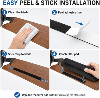 Upgraded Dual Velcro -15 Pack - Ceiling Fan Filters for Blades