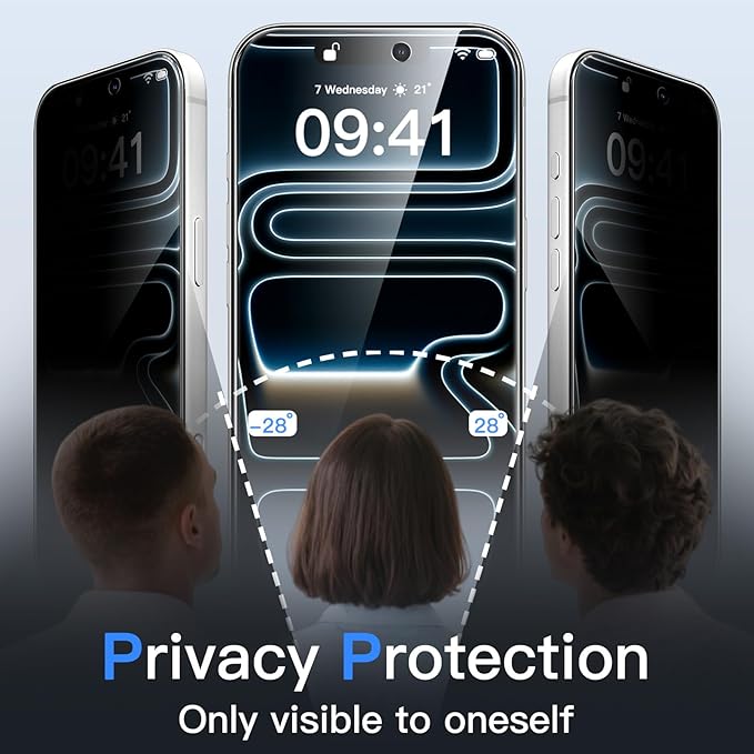 JETech Privacy Screen Protector for iPhone 17 Pro 6.3-Inch, Anti-Spy Tempered Glass Film with Easy Installation Tool, 2-Pack