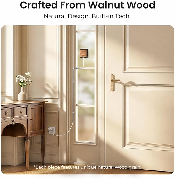 2K Window Camera for Indoor & Outdoor Home Security,Color Night Vision,Anti-Glare,24/7 Recording,Free 3-Day Cloud Storage,Dual-Band WiFi,AI Human Detection,Magnetic Mount,Walnut Wood Design