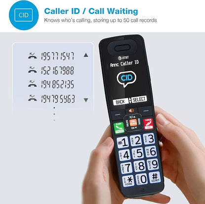 AT&T DECT 6.0 Additional Handset for BL108 Series, No Phone Jack Needed, Smart Call Blocker, Bluetooth Connect to Cell, Caller ID Announce | BL108-0