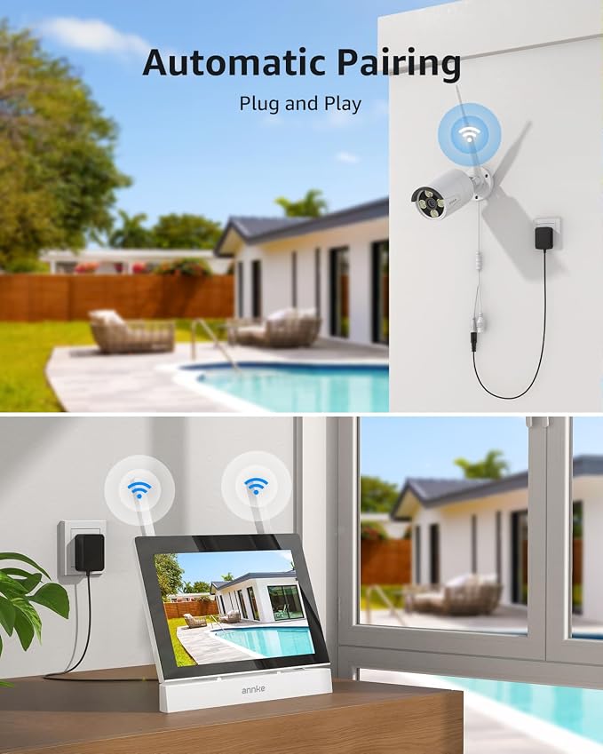 ANNKE 5MP Wireless Security Camera System, 7" Touch Scree Monitorn, 64GB SD | 2 Wireless Outdoor Cameras, 4CH WiFi NVR, Plug & Play, Human Detection, Two-Way Audio, 100 ft Night Vision, IP66