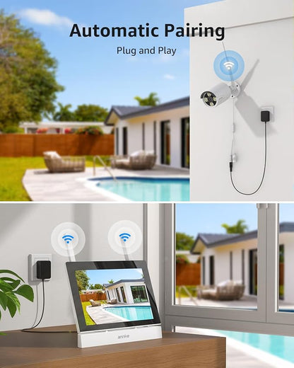 ANNKE 5MP Wireless Security Camera System, 7" Touch Scree Monitorn, 64GB SD | 2 Wireless Outdoor Cameras, 4CH WiFi NVR, Plug & Play, Human Detection, Two-Way Audio, 100 ft Night Vision, IP66