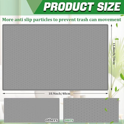 Tinideya Waterproof Trash Can Mat with Raised Edge Non Slip Under Garbage Mat Trash Can Pads Protective Silicone Rubber Tray for Kitchen to Avoid Spills Floor Scratches(Gray,11.8" X 18.9")