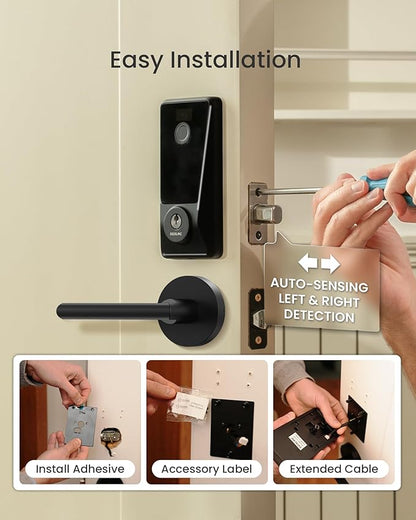 DESLOC Smart Lock D110 Plus, Fingerprint Keyless Entry Door Lock, Built-in Wi-Fi, App Remote Control, Smart Locks for Front Door, Keypad Deadbolt with LockVue Display, IP54, BHMA Grade 3