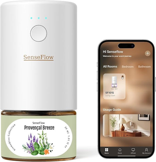 SF101S Pro Smart Plug in Air Freshener for Home, Waterless Essential Oil Diffuser, Aromatherapy Home Diffuser, 120-Day Natural Aroma Mist – Free 30ml Provençal Breeze (Sage Green)