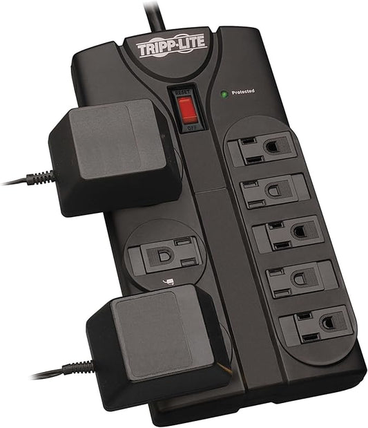 Eaton Tripp Lite Series TLP808B 8 Outlet Surge Protector Power Strip with Flat Plug, 1440 Joule Rating, Black, UL Listed & Certified, 8ft Extension Cord with Multiple Outlets for Home Office
