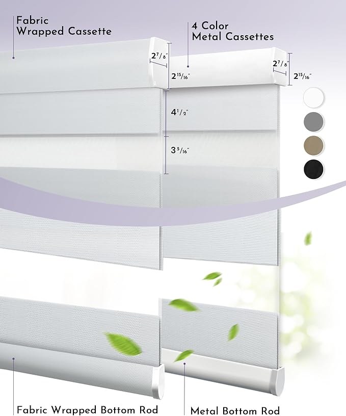 Graywind Motorized Blinds with Remote, Smart Zebra Shades for Windows, Hardwired Roller Blinds Compatible with Alexa, Apple Homekit, Google Home, Custom Size, Luxury Silver White