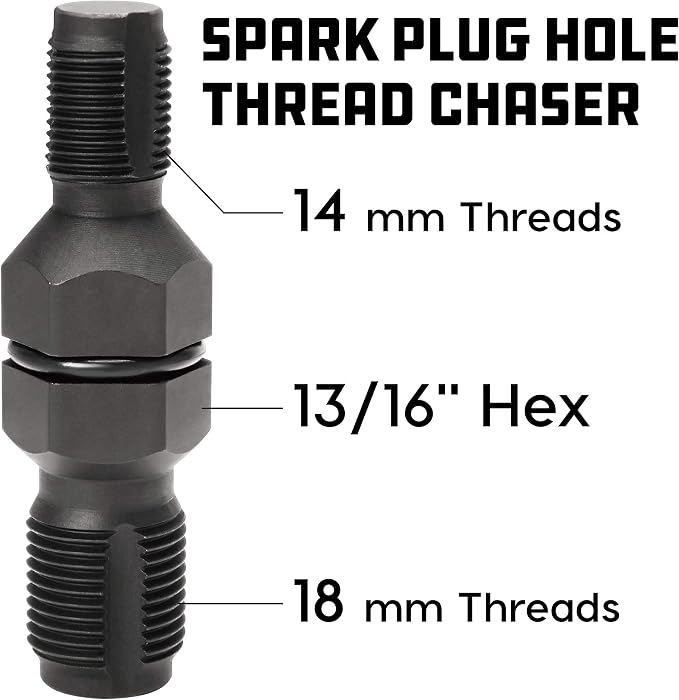 Powerbuilt 14mm & 18mm Spark Plug Hole Rethreader Tool, Repairs Damaged Spark Plug Threads, Fits 13/16-Inch Socket - 648422