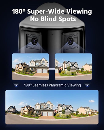 ANNKE 5MP Analog Dual-Lens Security Camera, 180°Wide Angle, Smart Dual Light, 130dB, One-Way Audio, IP67, Wired Add-On Bullet Camera for TVI Analog CCTV DVR System (DVR Required, Not Included)