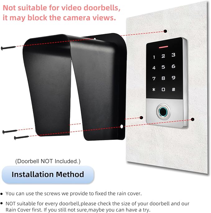 Doorbell Rain Cover Large Metal Access Control Cover Protector Camera Video Doorbell Cold Rolled Steel Shell Outdoor Keypad Shield