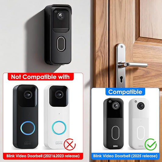 No Drill Door Mount for Blink Video Doorbell (2025 2nd Gen), Adhesive Mounting Bracket Accessories for Security System, Not for Blink Video Doorbell (2021&2023 Release), Black