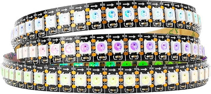 BTF-LIGHTING WS2812B IC RGB LED Strip,UL Listed,Pure Gold Wires,DC5V 3.28FT 144LED 5050SMD,Individually Addressable,Flexible for DIY Chasing Full Color Project,3M Tape,IP30(No Adapter or Controller)