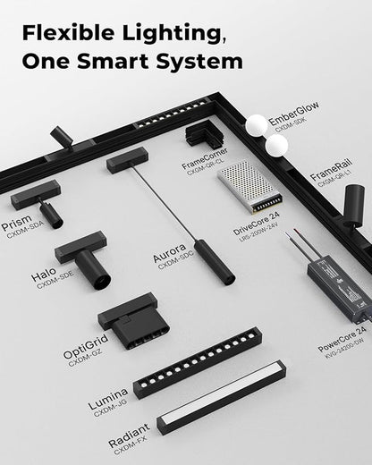 SCON Recessed Magnetic Track Lighting Rail Kit, 3.3FT Flush Mount Aluminum Track Rail System for 24V LED Magnetic Light Head, Flexible & Modern Ceiling Lighting for Kitchen Living Room Office Retail
