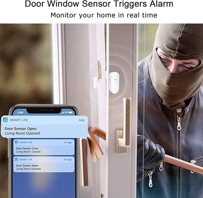 Tuya WiFi Door Sensor: Wireless Security Alarm, Compatible with Alexa, Google Home, Siri - Smart Door Sensor for Home Business Security (1 Pack)