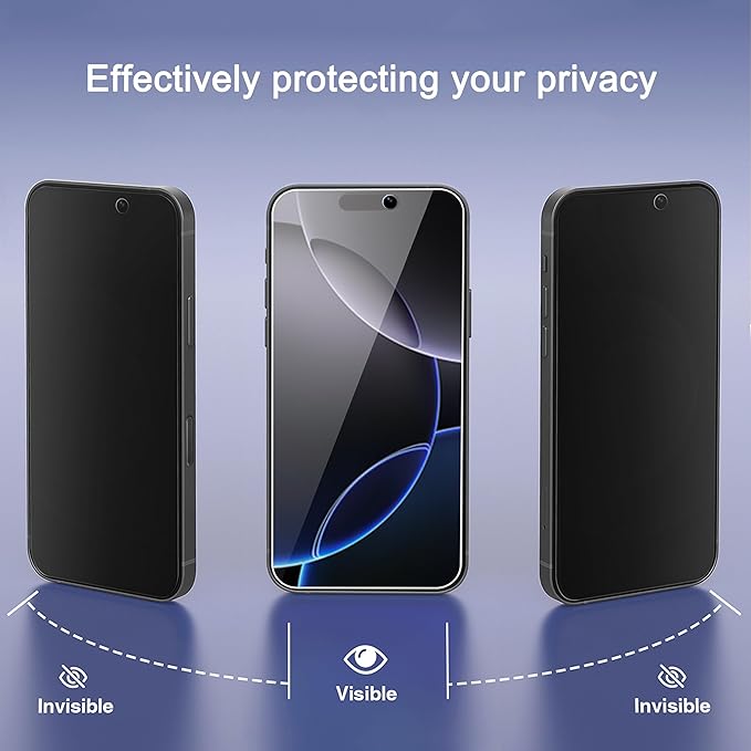 Ailun 3 Pack Privacy Screen Protector for iPhone 16 Pro/iPhone 17 [6.3 inch], Anti Spy Private Tempered Glass Anti-Scratch Case Friendly