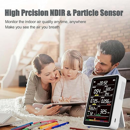 Professional Indoor Air Quality Monitor with AQI Alerts, Portable Real-Time Detector for Home, Car, Plants & Pets (Oyster White)