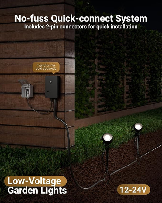 Sunco LED Low Voltage Spotlight Revolver, Sphere Shaped Garden Landscape Lights Outdoor [Luces para Jardin], 4W, 300 LM, 3 CCT: 2700K/4000K/5000K, Wet Rated, ETL 2 Pack.