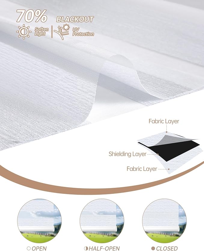 Kincmo Motorized Blinds with Remote, Motorized Zebra Shades Work with Apple Homekit,Alexa,Google Home, Customized Electric Blinds with Remote,App,Voice Control (70% Blackout Galaxy White)