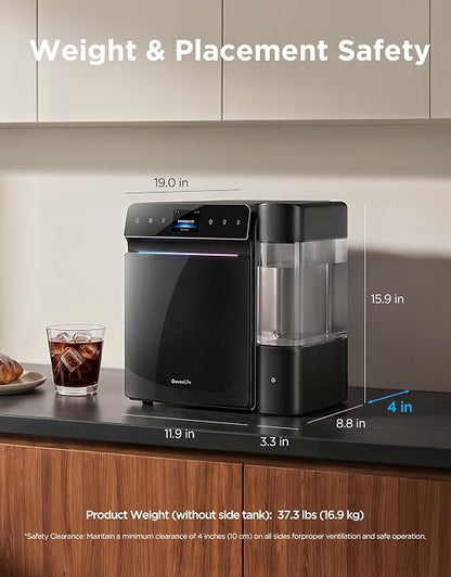 GoveeLife Smart Countertop Ice Maker 2 Pro, 3 Mins 9 Ice Cubes with 3 Sizes | 47lbs Daily, 40dB Quiet, Smart Pre-Cooling, App & Voice Control, Self-Clean, Dual Water Tanks for Home, Coffee, Party, Office