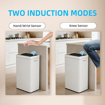 8 Gallon Touchless Kitchen Trash Can with Motion Sensor Lid, Smart Stainless Steel Garbage Can with Automatic Bagging System for Home, Office & RV
