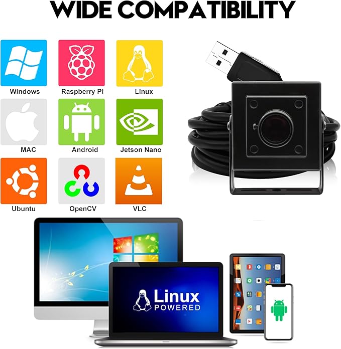 SVPRO 12MP USB Camera Module 4K 30fps Narrow Field of View Industrial Cam 1080P 120fps High Speed UVC Computer Lightburn Laser Camera for Linux,Windows,Android,Mac OS (M12 Lens)