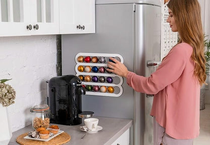 Demi's Home Magnetic Coffee Pod Holder for Nespresso Vertuo Capsules - Suitable to be Mounted on the Fridge (White)