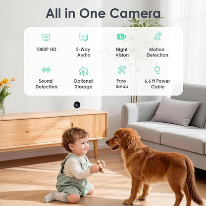 YOTON Indoor Security Camera 2.4GHz, Baby Monitor, Pet Camera, Dog Cam, Night Vision, 2-Way Audio, Motion Detection, Works w/Alexa, Subscription Free Local Storage or Optional Cloud
