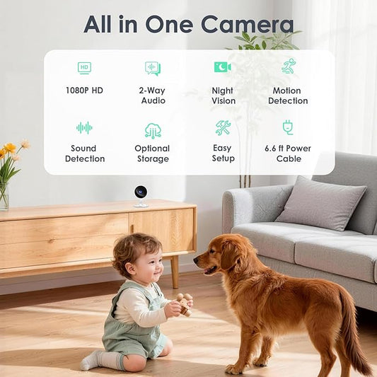 YOTON Indoor Security Camera 2.4GHz 2pcs, Baby Monitor, Pet Camera, Dog Cam, Night Vision, 2-Way Audio, Motion Detection, Works w/Alexa, Subscription Free Local Storage or Optional Cloud