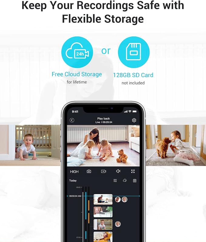 blurams Indoor Cameras for Home Security, 2K Pet Camera with Phone App, 5GHz/2.4GHz Dual-Band, 360° PTZ Indoor Cameras, 2-Way Talk, Motion Tracking, 4Pack