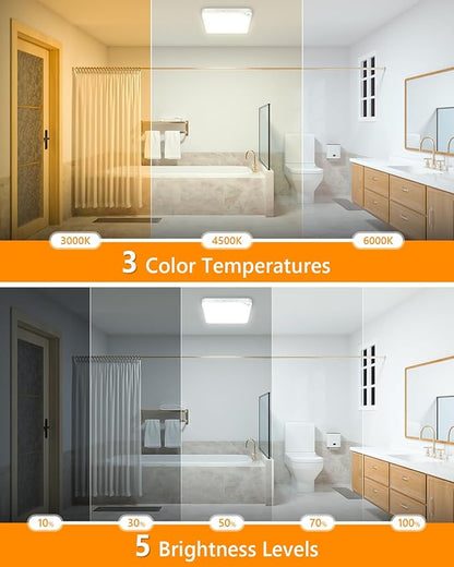 Rechargeable 8W Motion Sensor Ceiling Light Indoor, Wireless Magnetic Stick on Closet Light, Remote Control for Color & Brightness, Battery Operated Light for Shower, Bathroom, Pantry, Hallway, 1-Pack