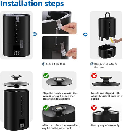 Coolfiqu 6L Humidifiers for Bedroom Large Room Home,Cool and Warm Humidifier for Baby and Plants Hot Mist Top Fill Desk Humidifier Oil Diffuser,Quiet,Auto Mode,360°Nozzle-Midnight Black(2026 Upgraded)